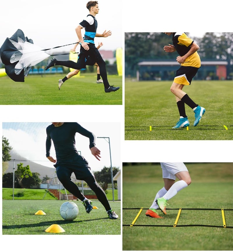 GHB Agility Ladder,Football Training Equipment Set,4 Agility Hurdles, 20 feet12 Rungs Speed Ladder,12 Disc Cones,Resistance Parachute, Jump Rope, 5 Resistance Bands - Image 5